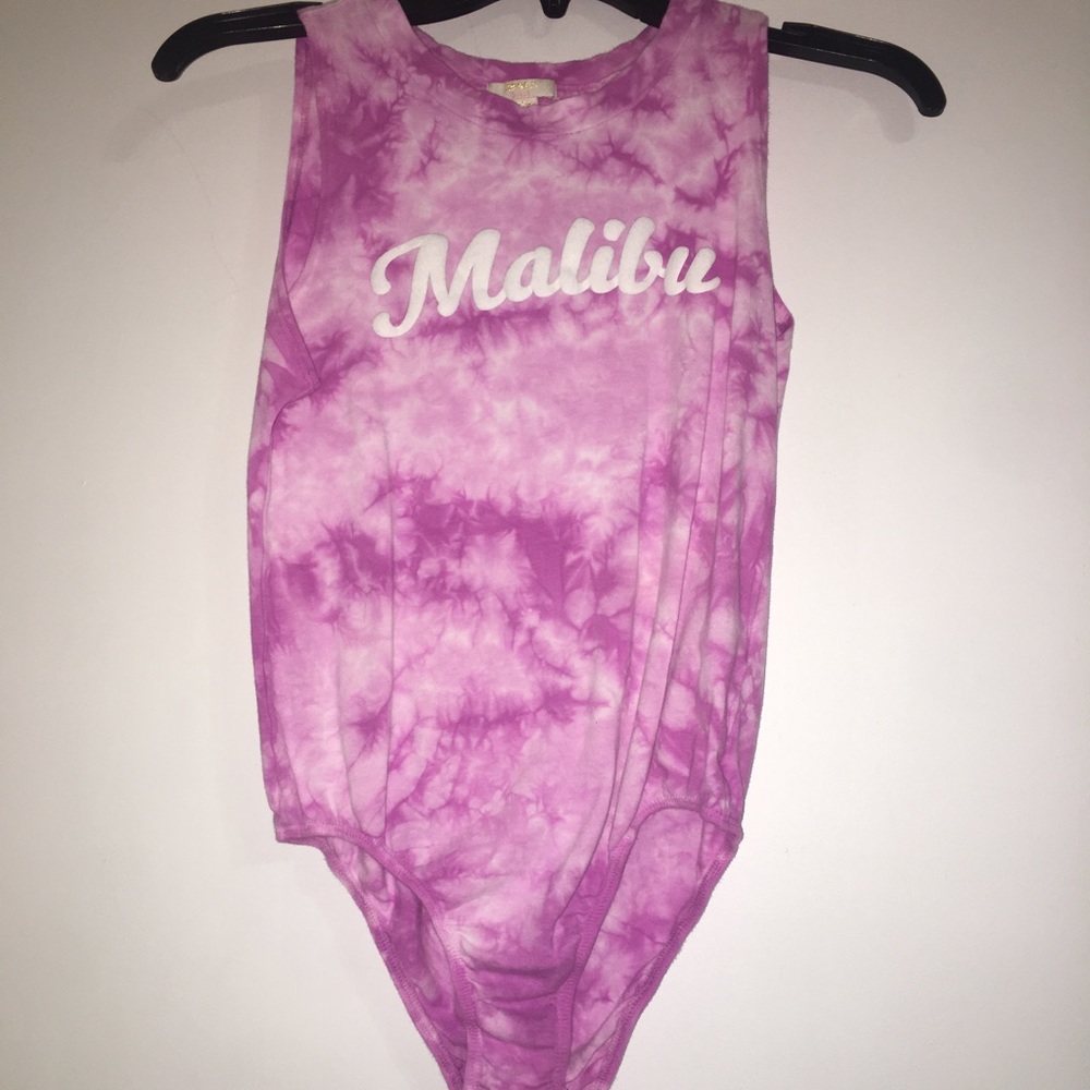 Pink & white tie dye body suit